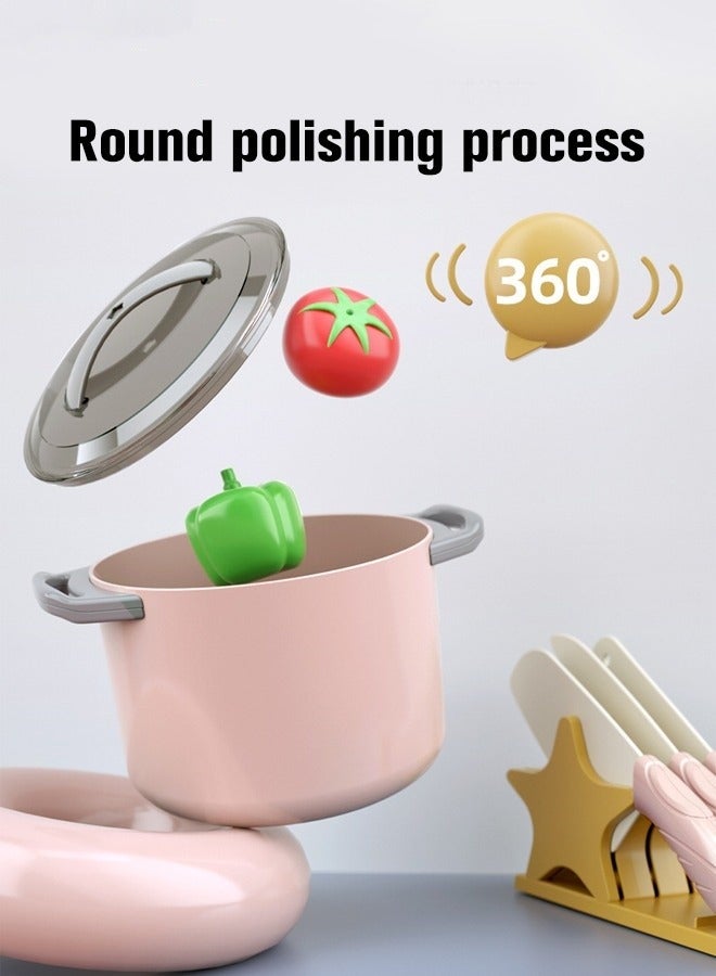 ميكسد لعبة تنكرية للمطبخ 32 قطعة ، ملحقات مجموعة ألعاب الطهي مع أواني اللعب ، المقالي ، ألعاب أواني الطبخ ، مجموعة لعب الطعام ، لعبة خضروات معلبة ، هدية تعليمية للبنات والأولاد والأطفال باللون الوردي - Image 2