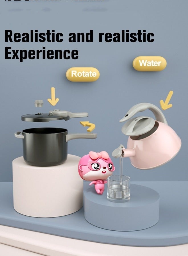 ميكسد لعبة تنكرية للمطبخ 32 قطعة ، ملحقات مجموعة ألعاب الطهي مع أواني اللعب ، المقالي ، ألعاب أواني الطبخ ، مجموعة لعب الطعام ، لعبة خضروات معلبة ، هدية تعليمية للبنات والأولاد والأطفال باللون الوردي - Image 3