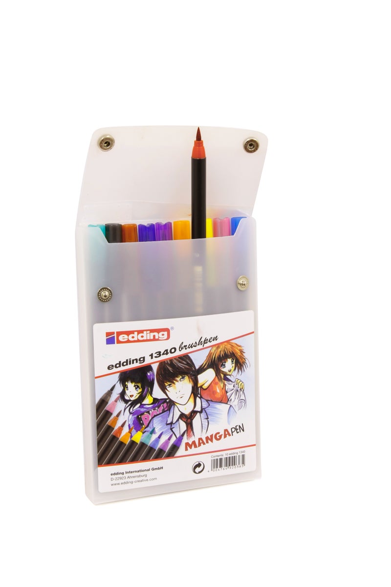 Edding 1340 Liquid Ink Pen Assorted Ink Color Brush Fiber Tip10 Pieces - Image 1