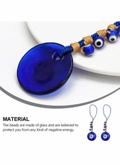 Excefore Blue Evil Eye Decor Hanging Turkish Nazar Bead Pendant Decorative Lucky Turkish Eye Keychain Feng Shui Hanging Decoration for Home Office Car (2pcs)  - Image 5