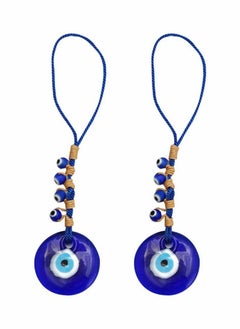 Excefore Blue Evil Eye Decor Hanging Turkish Nazar Bead Pendant Decorative Lucky Turkish Eye Keychain Feng Shui Hanging Decoration for Home Office Car (2pcs)  - Image 1