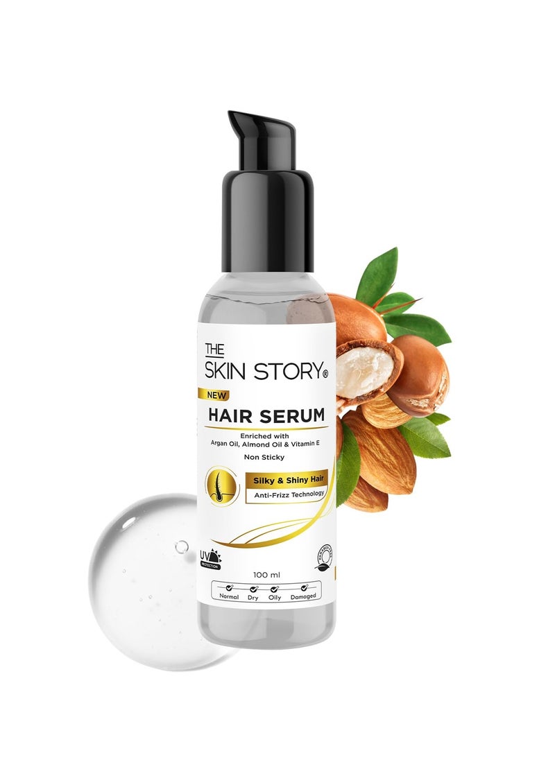 Skin Story Clean Beauty - The Skin Story Anti Frizz Hair Serum Non Sticky and UV Argan Oil Almond Oil Vitamin E - Image 1