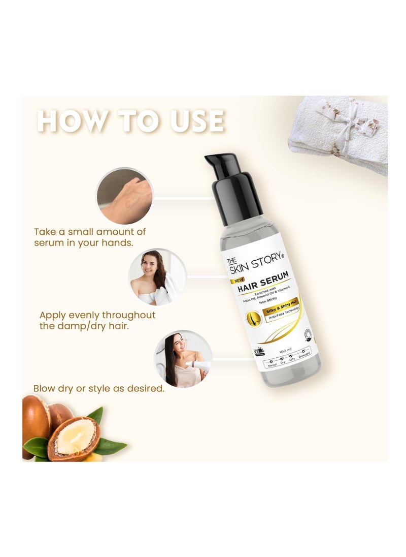Skin Story Clean Beauty - The Skin Story Anti Frizz Hair Serum Non Sticky and UV Argan Oil Almond Oil Vitamin E - Image 1
