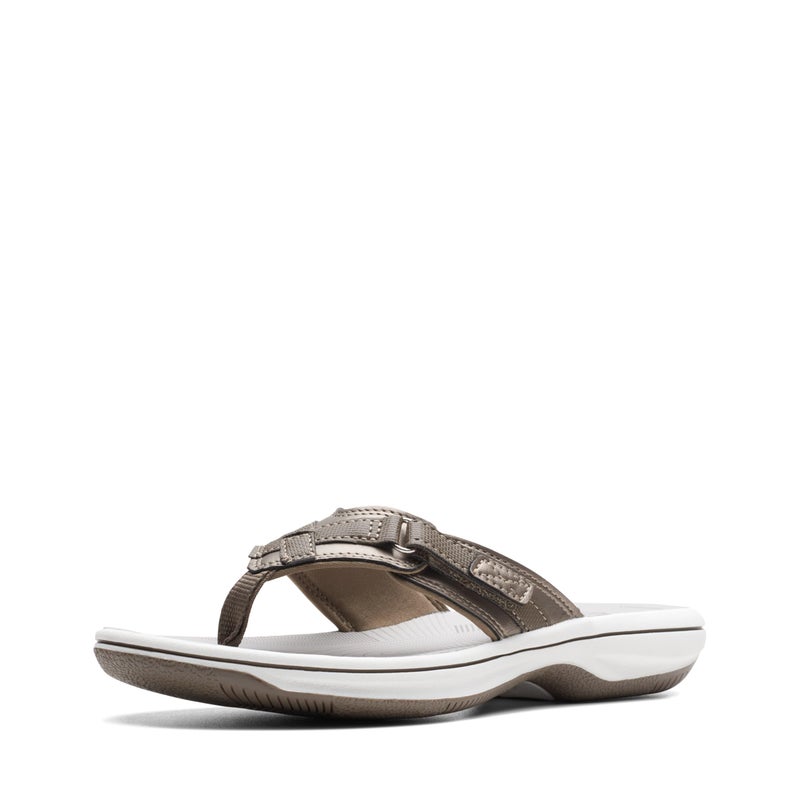 Clarks Women's Breeze Sea Flip-Flop, Pewter Synthetic, 10 - Image 1