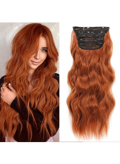 NAYOO NAYOO Clip in Long Wavy Hair Extensions for Women 4PCS Copper Red Curly Synthetic Thick Hairpieces with Fiber Double Weft Hair Full Head20 inch Copper Red 
