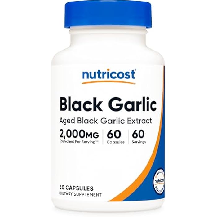 Nutricost Black Garlic Extract 60 Capsules for 60 Servings Per Bottle - Aged Black Garlic Extract, Vegan, Gluten Free and GMO Free - Image 1