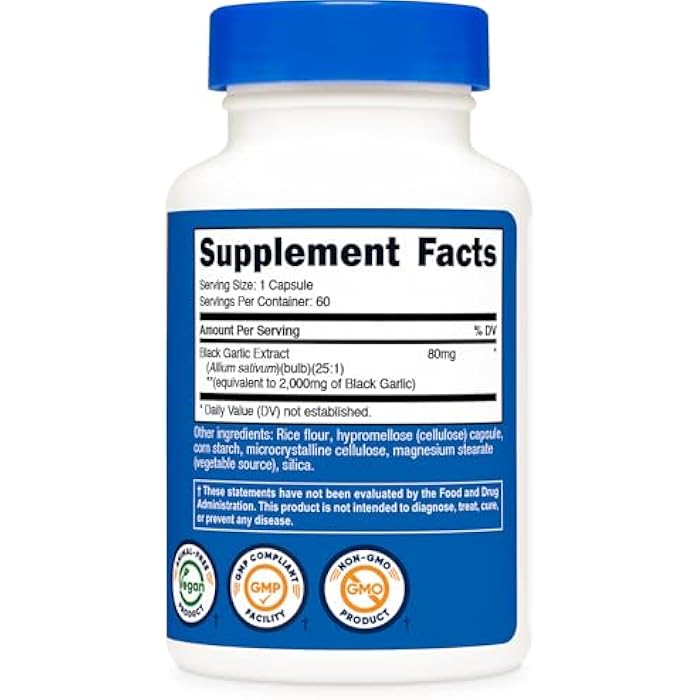 Nutricost Black Garlic Extract 60 Capsules for 60 Servings Per Bottle - Aged Black Garlic Extract, Vegan, Gluten Free and GMO Free - Image 5