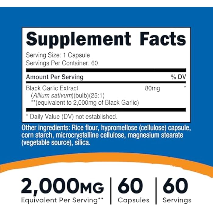 Nutricost Black Garlic Extract 60 Capsules for 60 Servings Per Bottle - Aged Black Garlic Extract, Vegan, Gluten Free and GMO Free - Image 2