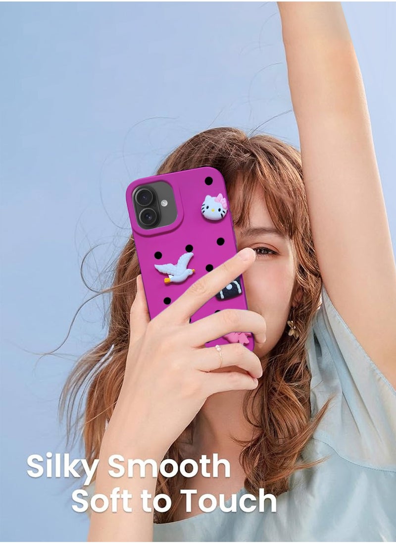 Wtech - Apple iPhone 16 Plus 2024 Cute Cartoon Silicone Slippers Holes Shockproof DIY Phone Case Cover - Rose Pink - Image 1