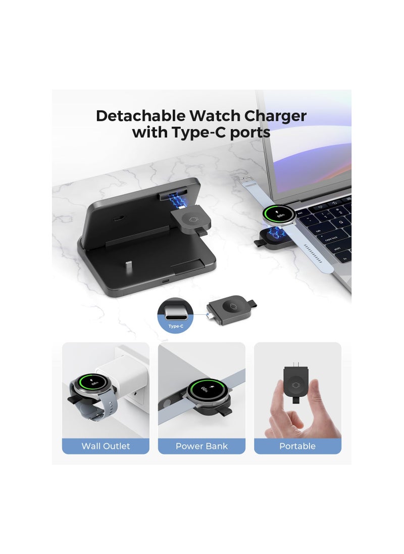 Chraging Station fit for Samsung, 3 in 1 Foldable Wireless Chrager Fast Chrager, fit for Galaxy Z Fold 5/4/3, Z Flip 5/4/3, S23/S22/S21/S20, Note20/10 Ultra, Watch 6/5/Pro/4/3/Active, Buds/2/Pro/Live