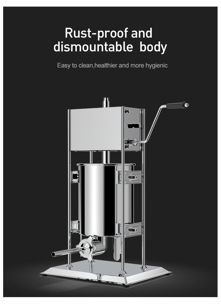 LETWOO LETWOO 7L Sausage Stuffer Stainless Steel Sausage Maker with 4 Stuffing Tubes Attachment Vertical Meat Sausage Stuffer Machine for Kitchen  - Image 3