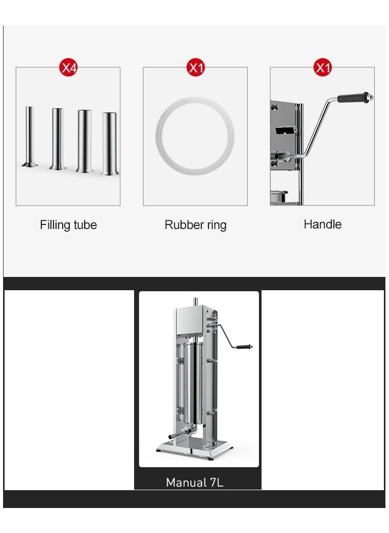 LETWOO LETWOO 7L Sausage Stuffer Stainless Steel Sausage Maker with 4 Stuffing Tubes Attachment Vertical Meat Sausage Stuffer Machine for Kitchen  - Image 5