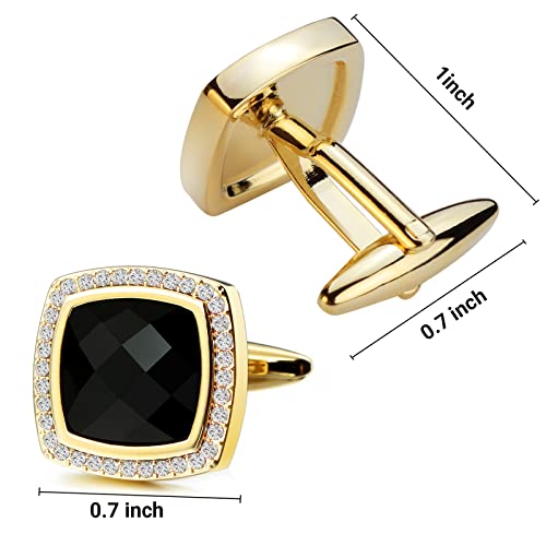 HAWSON Cufflinks for men, Gold Diamond Crystal Cufflinks for Groom Husband Personalized Gifts, Mens Formal Wedding Business Cufflinks, Luxurious Gorgeous Cuff links French Shirt Accessories - Image 2
