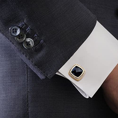 HAWSON Cufflinks for men, Gold Diamond Crystal Cufflinks for Groom Husband Personalized Gifts, Mens Formal Wedding Business Cufflinks, Luxurious Gorgeous Cuff links French Shirt Accessories - Image 3
