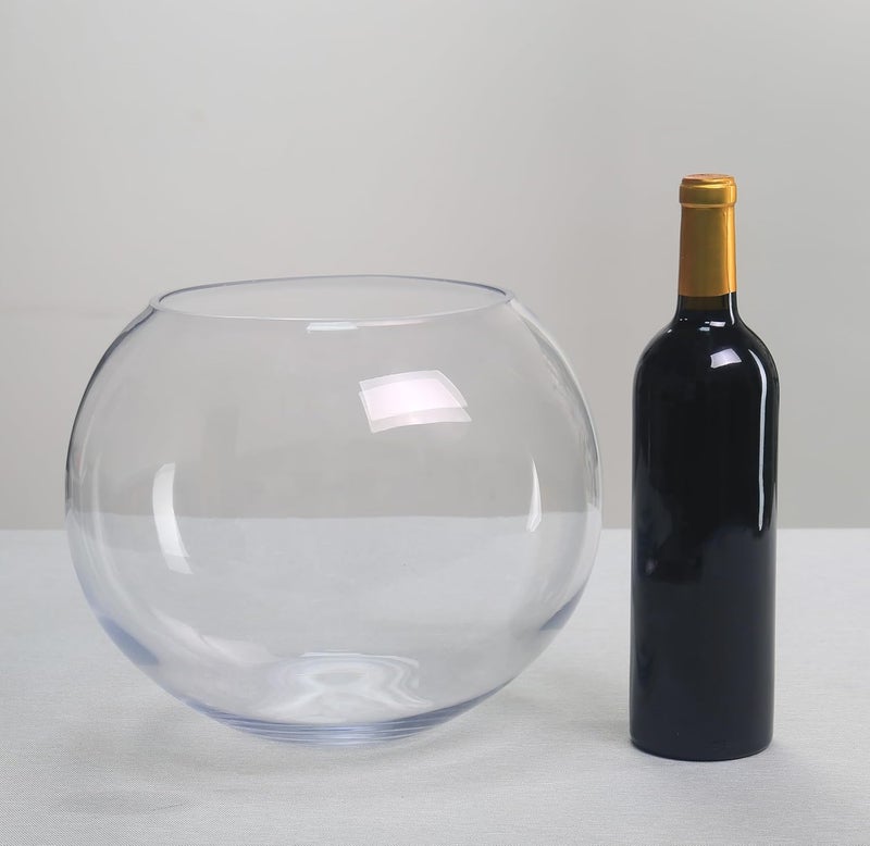CYS EXCEL Large Bubble (H-10.5" W-12, Approx. 4 Gal.) | Multiple Size Choices Fish Glass Round Bowl Terrarium | Globe Flower Vase Centerpiece, Clear - Image 4