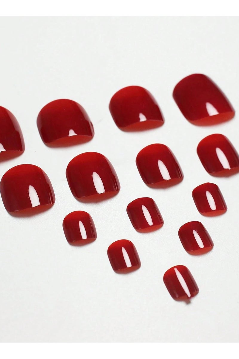 Fake Toenails with Square Design – 24 Nails with Glue and Nail File - Image 3