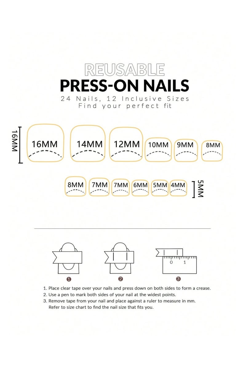 Fake Toenails with Square Design – 24 Nails with Glue and Nail File - Image 4