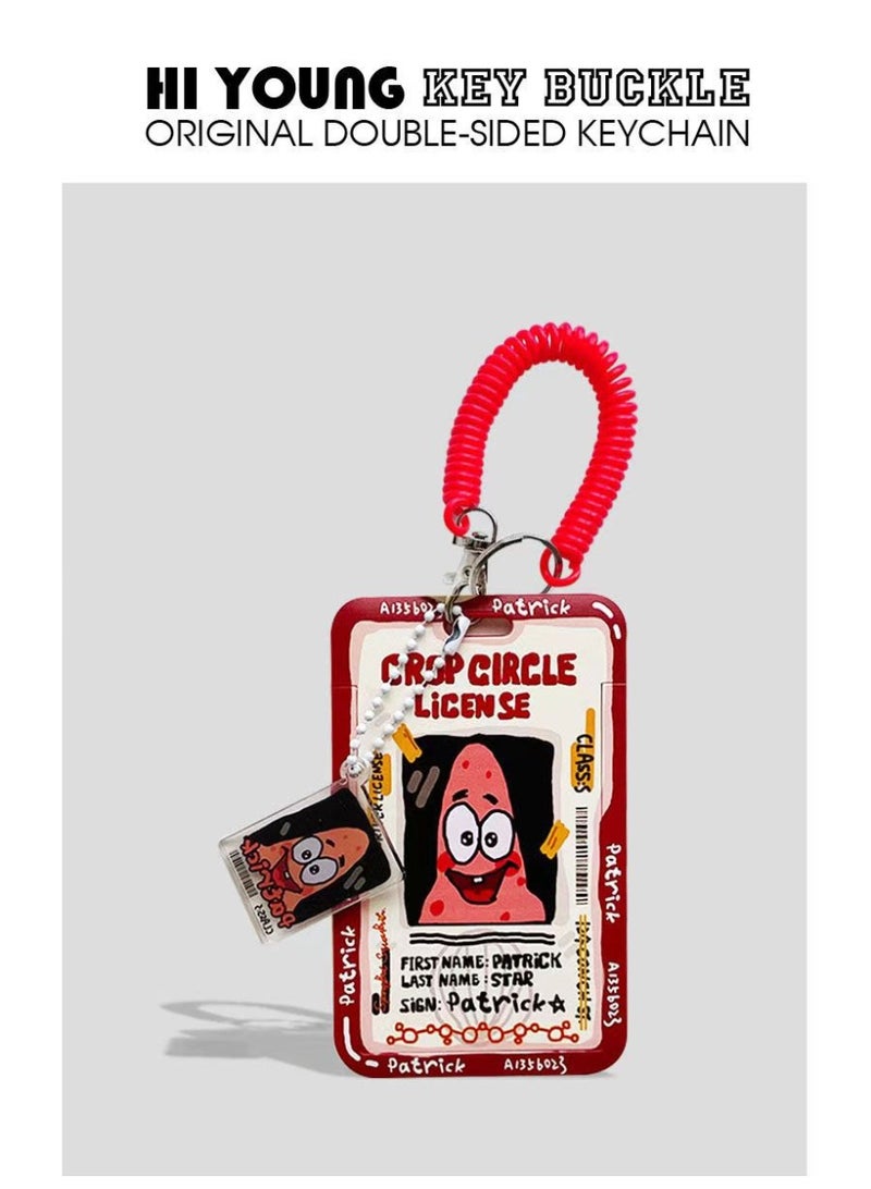 NIBEMINENT 1 - Piece SpongeBob Business Card Kpop Photo Card Holder Pendant Key Chain ID Badge Holder ID Card Holder Photo Card Protector for School ID Office ID Access Card for Women Girls