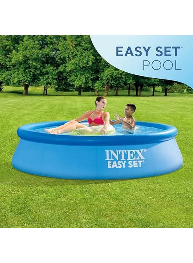 انتكس 28106Eh 8 X 24 بوصة مجموعة سهلة قابلة للنفخ دائرية مقاومة للثقب فوق الأرض، قابلة للحمل، حمام سباحة عائلي خارجي، أزرق - Image 3