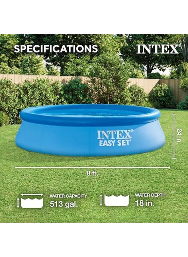 انتكس 28106Eh 8 X 24 بوصة مجموعة سهلة قابلة للنفخ دائرية مقاومة للثقب فوق الأرض، قابلة للحمل، حمام سباحة عائلي خارجي، أزرق - Image 2
