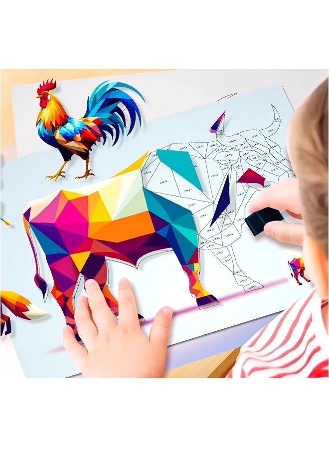 Generic Paper 3D Geometric Collage for Kids, 3D Jigsaw Puzzle Toy, DIY Sticker Picture Jigsaw Puzzle Game for Adults and Kids, Contains 8 Theme Cards, 8 Accessory Cards, Sweet Princess  - Image 2