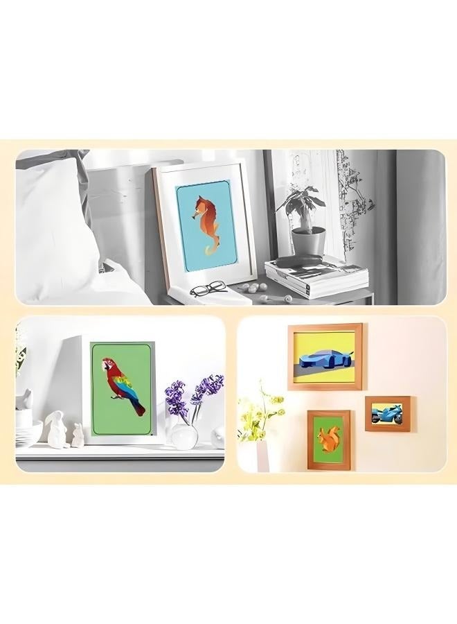 Generic Paper 3D Geometric Collage for Kids, 3D Jigsaw Puzzle Toy, DIY Sticker Picture Jigsaw Puzzle Game for Adults and Kids, Contains 8 Theme Cards, 8 Accessory Cards, Sweet Princess  - Image 4