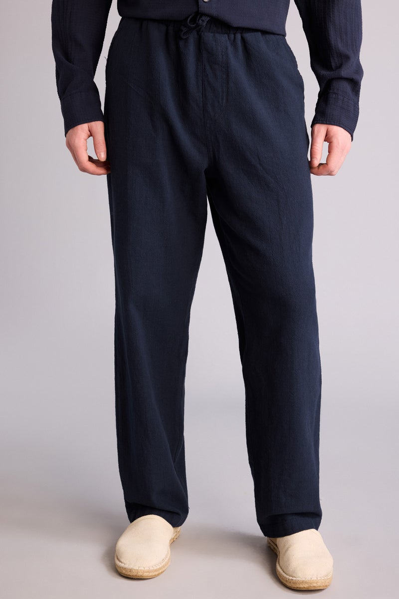 DeFacto Blue Man Baggy Fit 100% Cotton Trousers Casual - Image 3