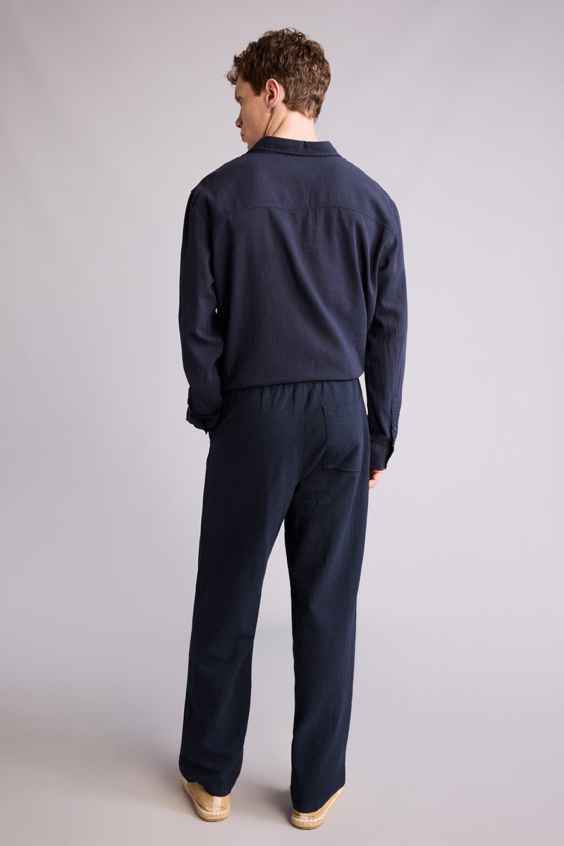 DeFacto Blue Man Baggy Fit 100% Cotton Trousers Casual - Image 5