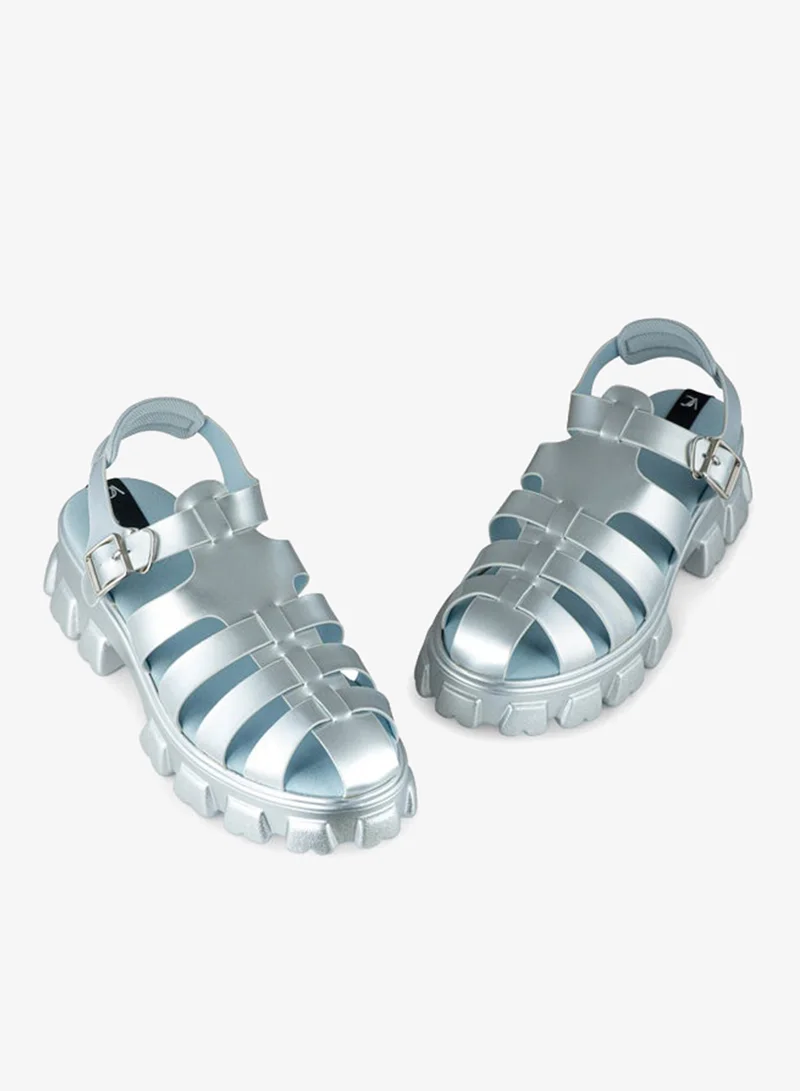 Vincci Silver Women Multi Strap Wedge Sandals for Women | Best Price UAE