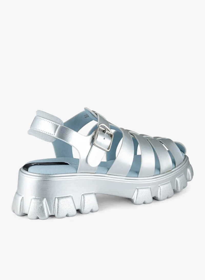 Vincci Silver Women Multi Strap Wedge Sandals for Women | Best Price UAE