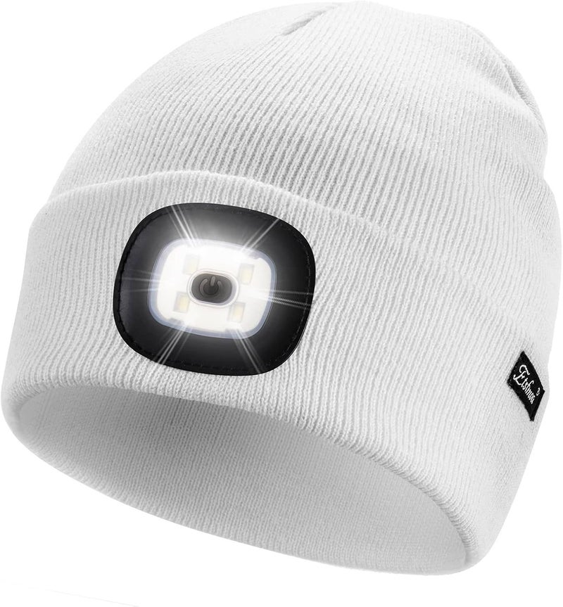 Etsfmoa Store Unisex Beanie with The Light Gifts for Men Dad Father USB Rechargeable Caps - Image 1