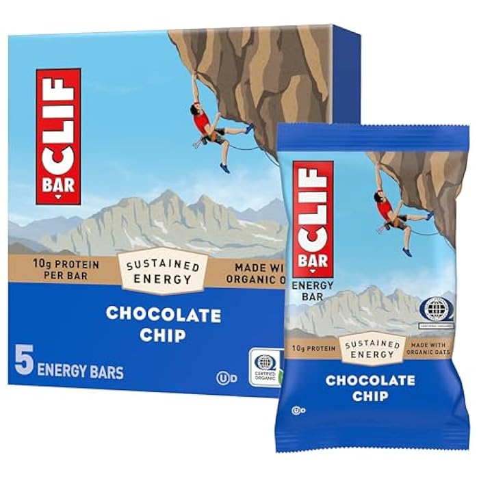 CLIF BAR - Energy Protein Bars - Chocolate Chip - Made with Organic Oats - Energy Bars - Non-GMO - (5 Pack) - Image 1