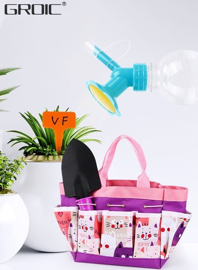 GROIC Kids Gardening Tool Set 16 PCS - Kids Gardening Tools Shovel Rake Fork Trowel Apron Gloves Watering Can and Tote Bag,Garden kit for Toddler,Outdoor Indoor Play Set  - Image 4