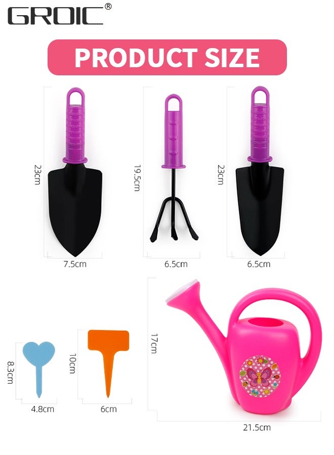 GROIC Kids Gardening Tool Set 16 PCS - Kids Gardening Tools Shovel Rake Fork Trowel Apron Gloves Watering Can and Tote Bag,Garden kit for Toddler,Outdoor Indoor Play Set  - Image 3