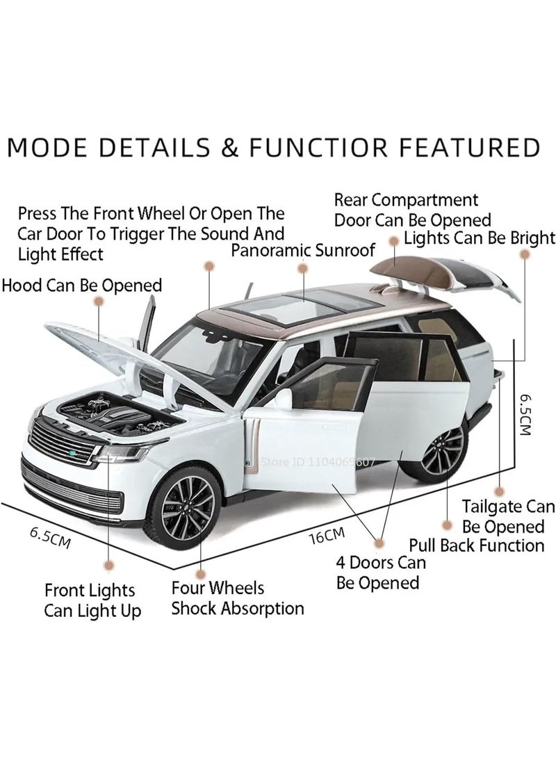 Land Rover Die‑Cast Model Car 1:32 Scale | Pull‑Back Action, Opening Doors & Hood | LED Lights & Shock Absorption | Premium Alloy Body | Display Base Included - Image 5