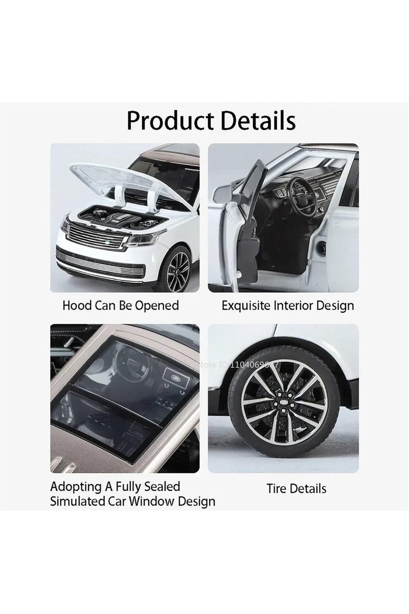 Land Rover Die‑Cast Model Car 1:32 Scale | Pull‑Back Action, Opening Doors & Hood | LED Lights & Shock Absorption | Premium Alloy Body | Display Base Included - Image 4