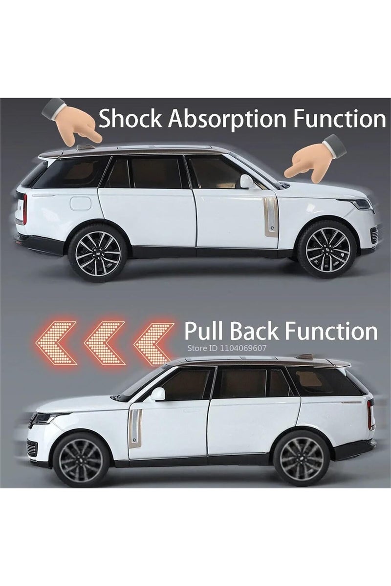Land Rover Die‑Cast Model Car 1:32 Scale | Pull‑Back Action, Opening Doors & Hood | LED Lights & Shock Absorption | Premium Alloy Body | Display Base Included - Image 3