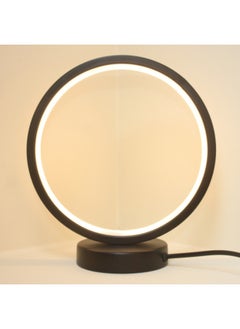 General Nordic Creative Ring Led Lamp Stepless Dimming Night Light Energy-saving Eye Protection Dormitory Fill Light Diy Handmade-Specification:20cm-black Circle-moon Astronaut-【usb Interface】 Three-color S  - Image 4