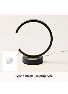 General Nordic Creative Ring Led Lamp Stepless Dimming Night Light Energy-saving Eye Protection Dormitory Fill Light Diy Handmade-Specification:20cm-black Circle-moon Astronaut-【usb Interface】 Three-color S  - Image 5