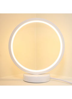 General Nordic Creative Ring Led Lamp Stepless Dimming Night Light Energy-saving Eye Protection Dormitory Fill Light Diy Handmade-Specification:20cm-black Circle-moon Astronaut-【usb Interface】 Three-color S  - Image 3