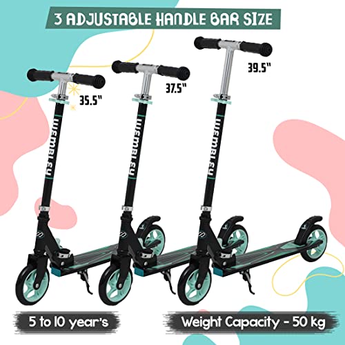 Wembley Drift Scooter for Kids 6-12 Boys and Girls | Steel Frame, Foldable and 3 Height Adjustable | 2 Wheels Road Runner Kick Skating Scooter | Sea Green BIS Certified Weight Capacity 50kg - Image 4