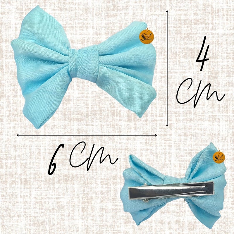 Sage Square Cute Pet Hair Bow Clip | Handmade for Dogs & Cats | Stylish Topknot & Grooming Accessory | Fancy Look for Weddings, Festivals & Celebrations | Great Gift Idea (Light Blue) - Image 3