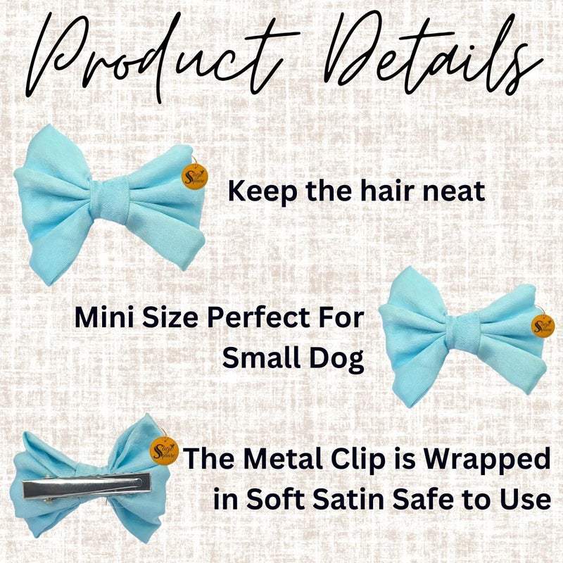 Sage Square Cute Pet Hair Bow Clip | Handmade for Dogs & Cats | Stylish Topknot & Grooming Accessory | Fancy Look for Weddings, Festivals & Celebrations | Great Gift Idea (Light Blue) - Image 5