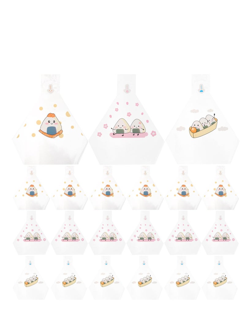 SYOSI 150 Pcs Triangle Rice Ball Packaging, Carrying Take Out Bags Serving Takeaway Bags Pastry Treat Bag, Cellophane Treat Bags, Disposable Onigiri Wrappers Bulk Crafting Supplies Plastic (Style Random)  - Image 1