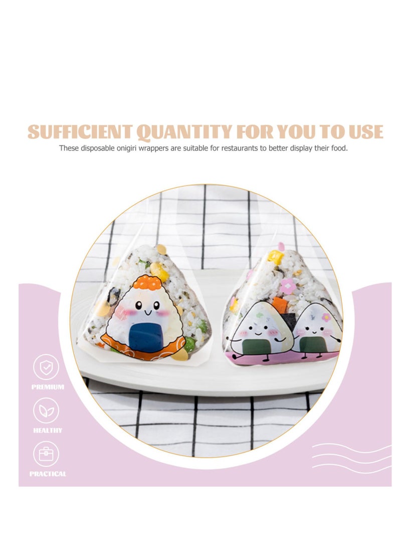 SYOSI 150 Pcs Triangle Rice Ball Packaging, Carrying Take Out Bags Serving Takeaway Bags Pastry Treat Bag, Cellophane Treat Bags, Disposable Onigiri Wrappers Bulk Crafting Supplies Plastic (Style Random)  - Image 3