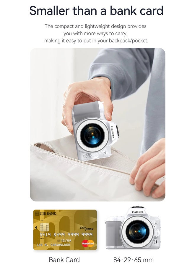 Generic D11 Rotating Lens Digital Camera Dual Camera Mini DSLR for Vlogging Selfie HD Portable Travel Photography, 48MP, 2inch IPS Screen, Auto Focus 16X Zoom with 128G Memory Card - Image 4