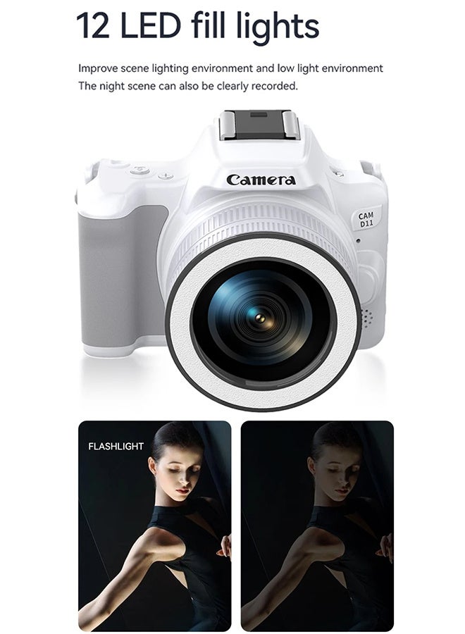 Generic D11 Rotating Lens Digital Camera Dual Camera Mini DSLR for Vlogging Selfie HD Portable Travel Photography, 48MP, 2inch IPS Screen, Auto Focus 16X Zoom with 128G Memory Card - Image 5