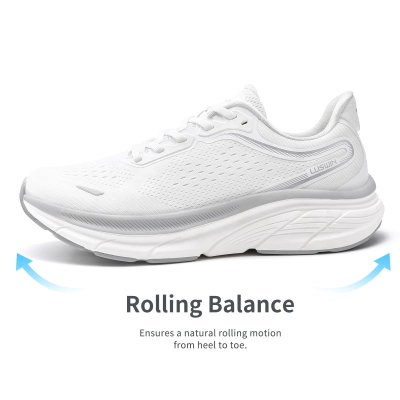 LUSWIN Men's Walking Shoes Lightweight Breathable Cushioning Running Shoes Athletic Tennis Workout Gym Non Slip Comfortable Fashion Sneakers,White EU43 - Image 5