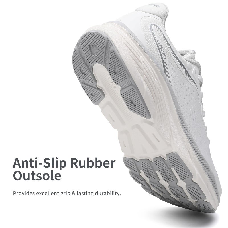 LUSWIN Men's Walking Shoes Lightweight Breathable Cushioning Running Shoes Athletic Tennis Workout Gym Non Slip Comfortable Fashion Sneakers,White EU43 - Image 4