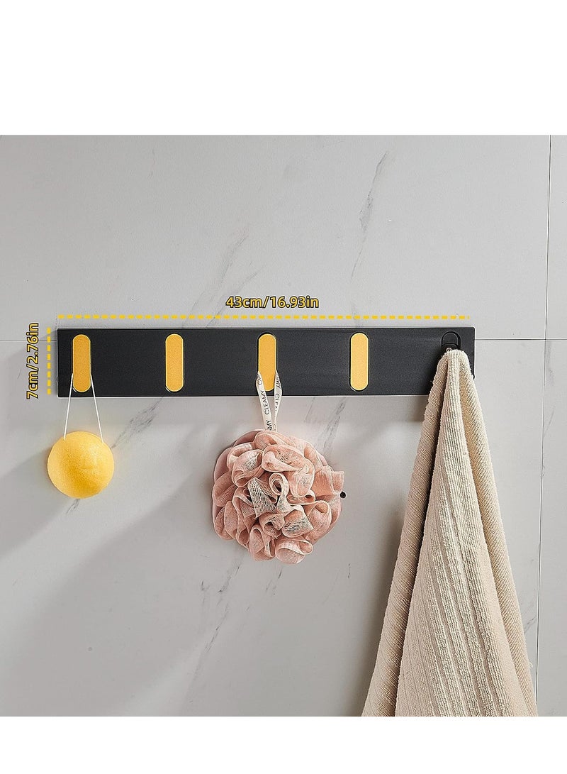 SOLARAE Folding Coat Hooks, Invisible Wall Mounted 5 Towel Hooks Automatic Retractable Rack for Bathroom Kitchen Bedroom, Space Saving Modern Foldable Wall Hooks (Black Gold) - Image 3